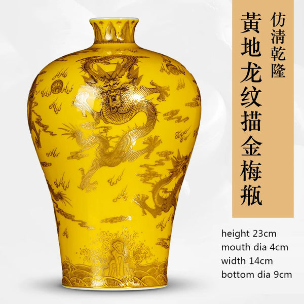 Gold Blue Dragon Vase-ToShay.org