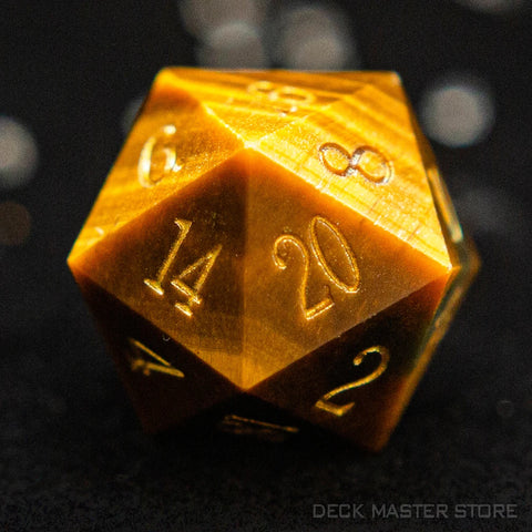 Yellow Tiger Eye Platonic Solid Dice-ToShay.org