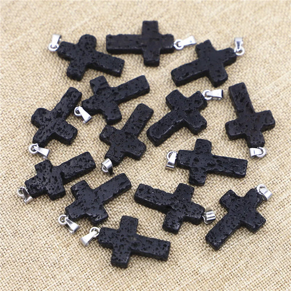 Black Lava Stone Cross-ToShay.org