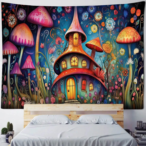 Mushroom House Tapestry-ToShay.org