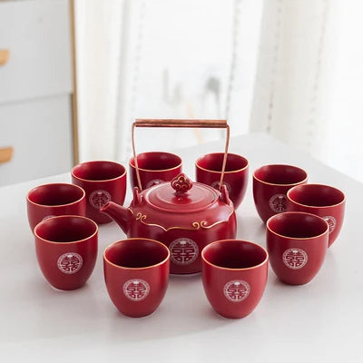 Red Ceramic Tea Sets-ToShay.org