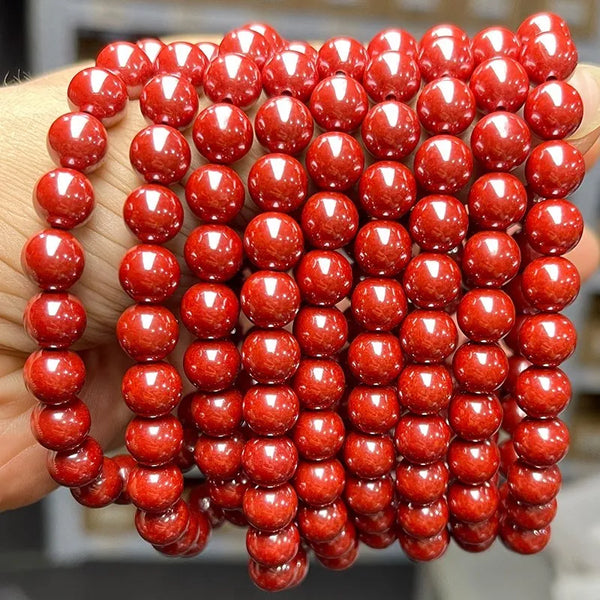 Red Cinnabar Bead Bracelet-ToShay.org