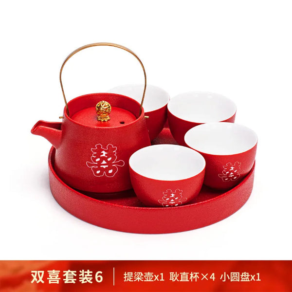 Red Ceramic Tea Set-ToShay.org