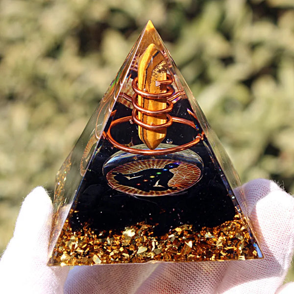 Energy Tiger Eye Orgonite Pyramid-ToShay.org