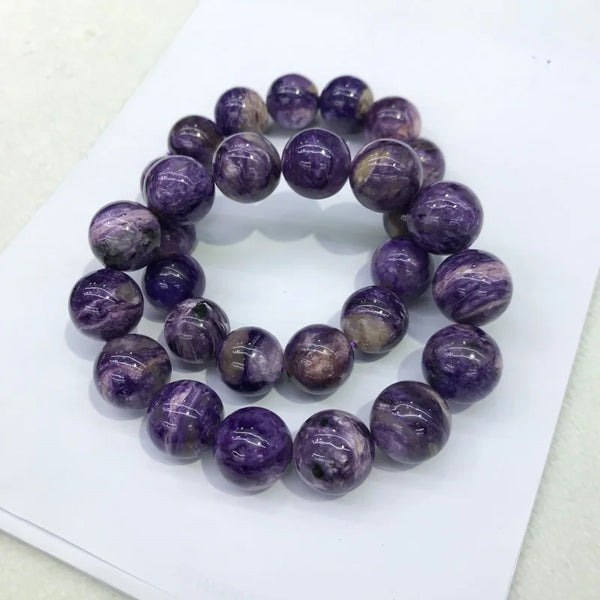 Purple Charoite Bead Bracelet-ToShay.org