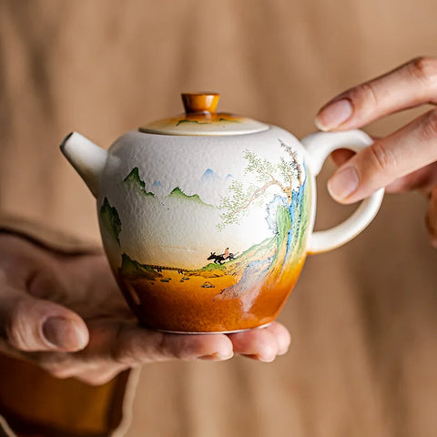 Glazed Ceramic Landscape Teapot-ToShay.org