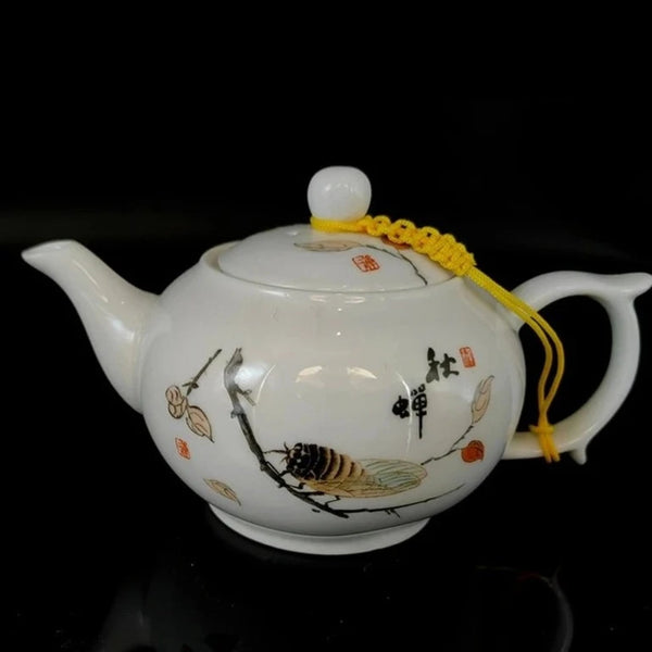 White Painted Porcelain Teapot-ToShay.org