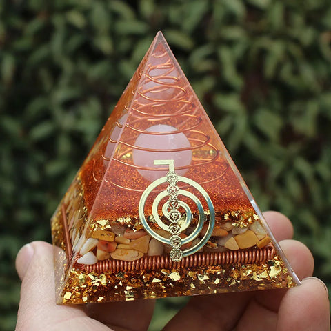 Energy Pink Crystal Orgonite Pyramid-ToShay.org