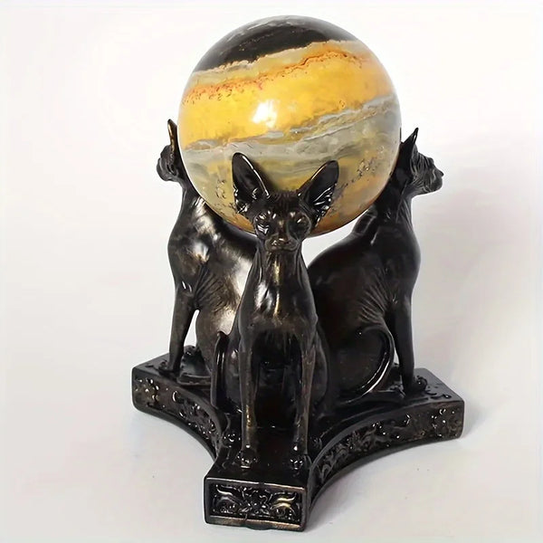 Egyptian Cats Crystal Ball Stand-ToShay.org