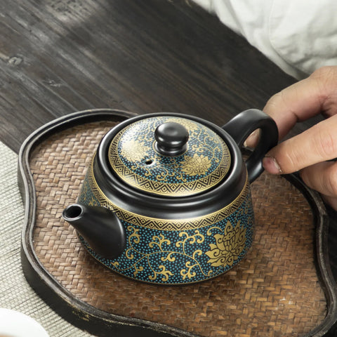 Black Gold Ceramic Teapot-ToShay.org