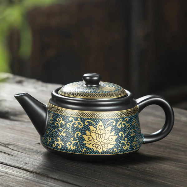 Black Gold Ceramic Teapot-ToShay.org