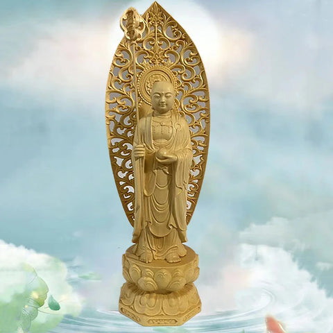 Wood Ksitigarbha Bodhisattva-ToShay.org