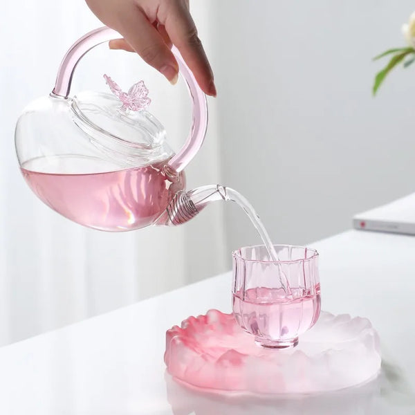 Pink Glass Teapot-ToShay.org