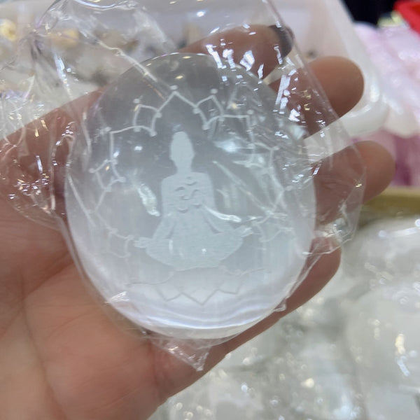 White Selenite Palm Stones-ToShay.org