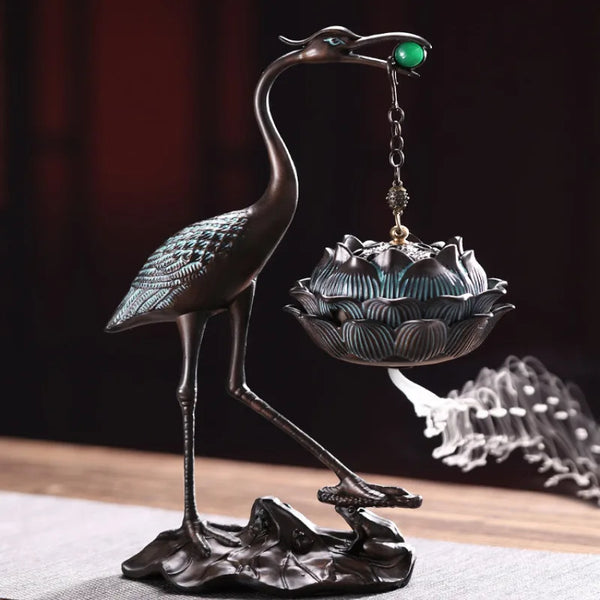 Crane Lotus Incense Burner-ToShay.org