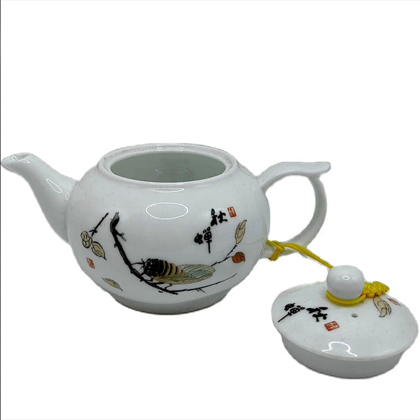 White Painted Porcelain Teapot-ToShay.org