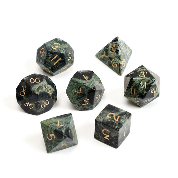 Green Kambaba Jasper Platonic Solid Dice-ToShay.org