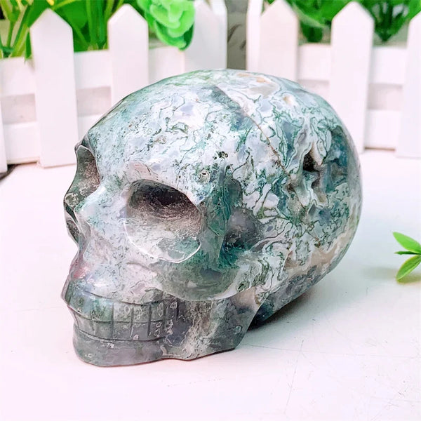 Green Moss Agate Skull-ToShay.org