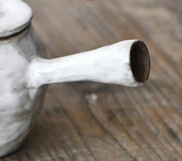 White Pottery Side Handle Pot-ToShay.org