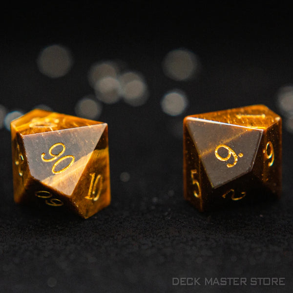 Yellow Tiger Eye Platonic Solid Dice-ToShay.org