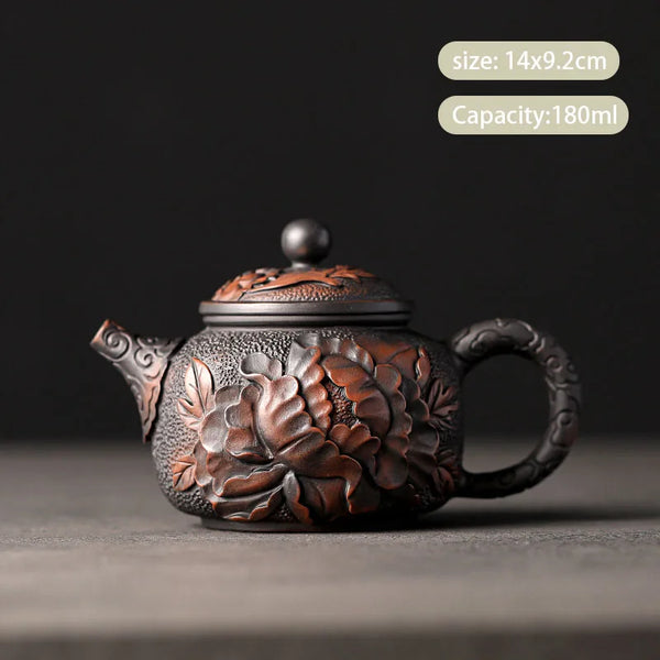 Purple Clay Embossed Teapot-ToShay.org