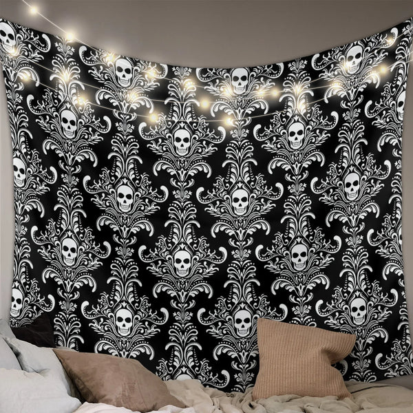 Black Skull Lace Tapestry-ToShay.org