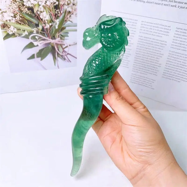 Green Fluorite Seahorse Sceptre-ToShay.org