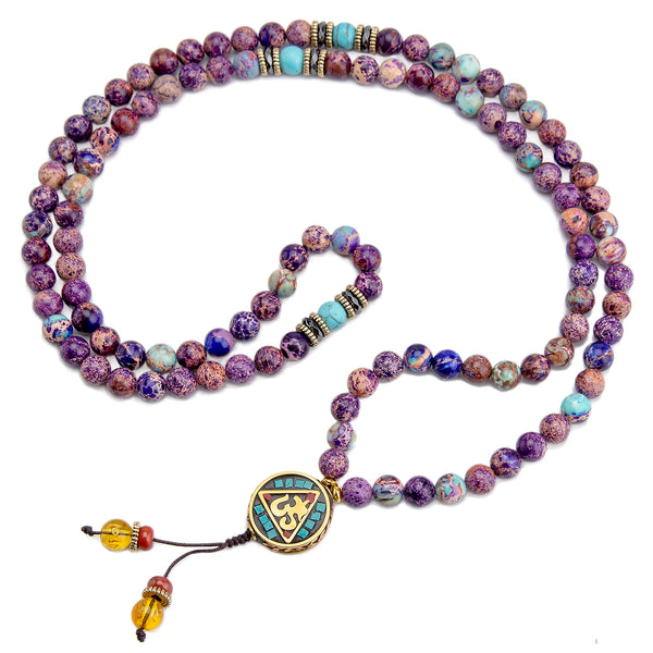 Purple Imperial Jasper Mala Beads-ToShay.org