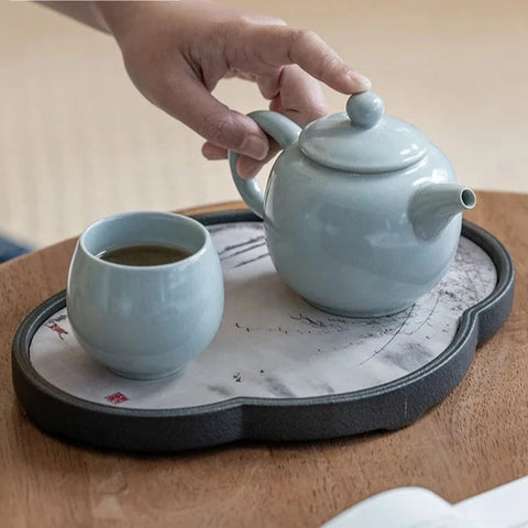 Blue Glazed Porcelain Teapot-ToShay.org