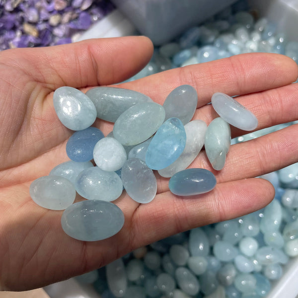 Blue Aquamarine Tumbled Stones-ToShay.org