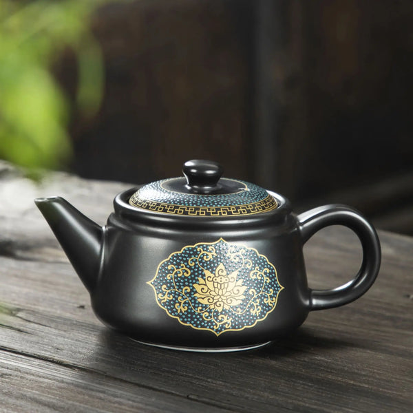 Black Gold Ceramic Teapot-ToShay.org