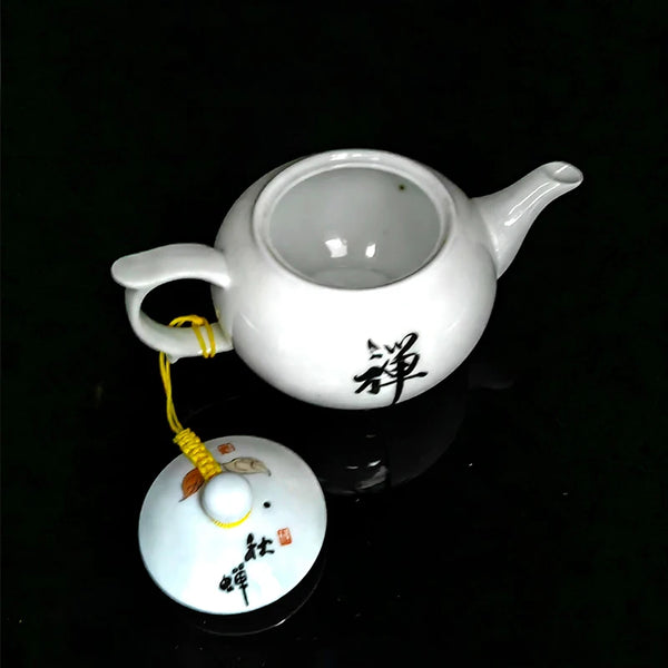 White Painted Porcelain Teapot-ToShay.org