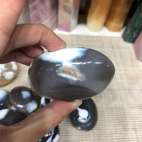 White Black Orca Agate Stones-ToShay.org