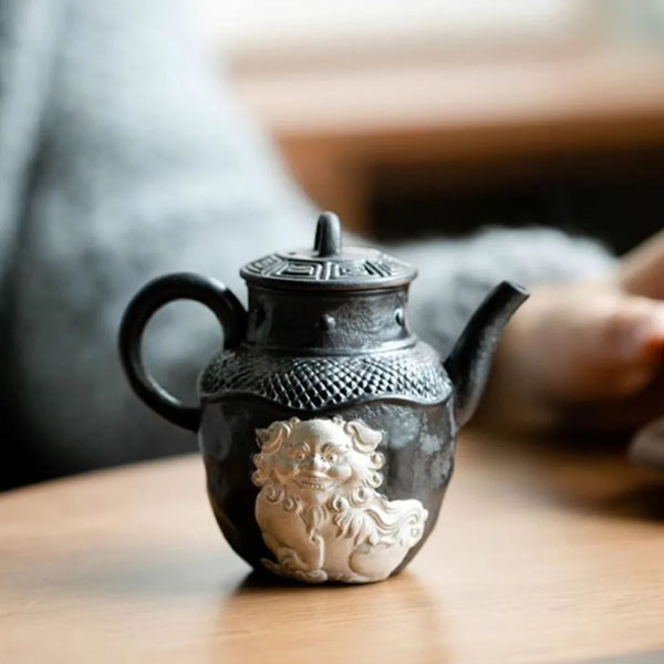 Black Painted Silver Teapot-ToShay.org