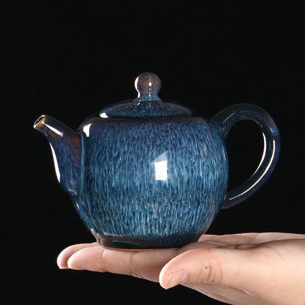 Blue Glazed Ceramic Tea Pot-ToShay.org