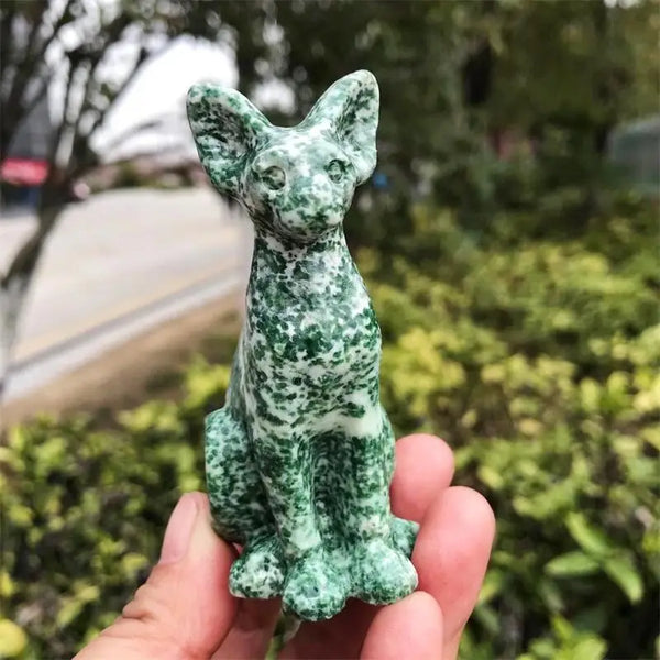 Green Leopard Print Stone Cat-ToShay.org