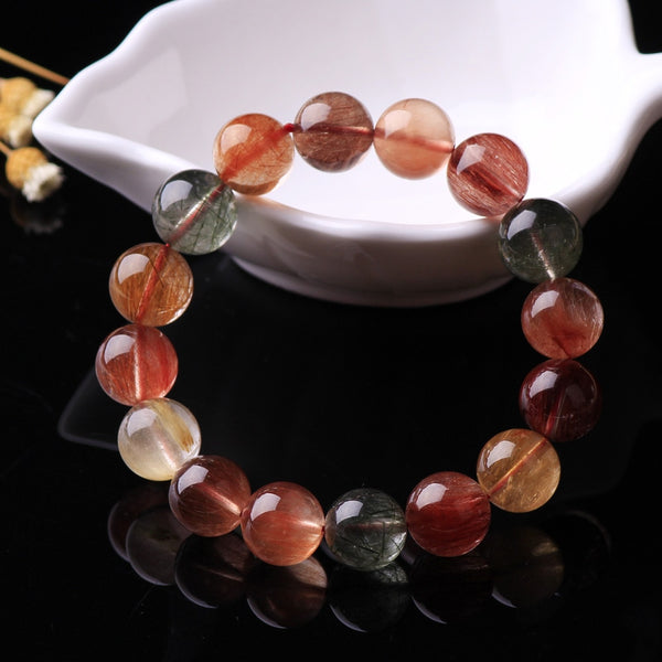 Red Green Rutilated Quartz Bracelet-ToShay.org