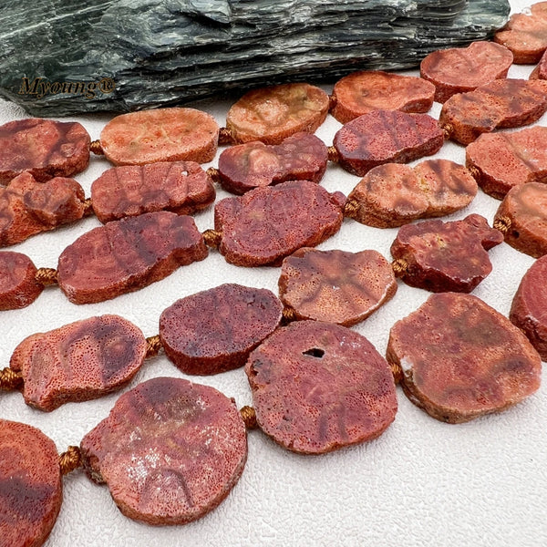 Red Coral Slice Beads-ToShay.org