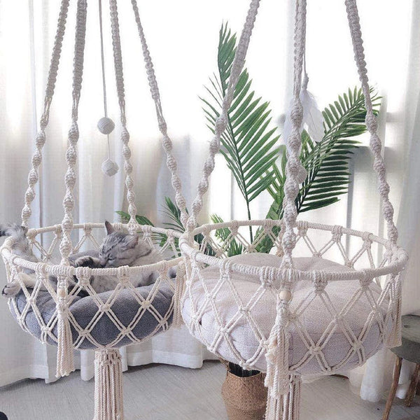 Macrame Hanging Cat Basket-ToShay.org