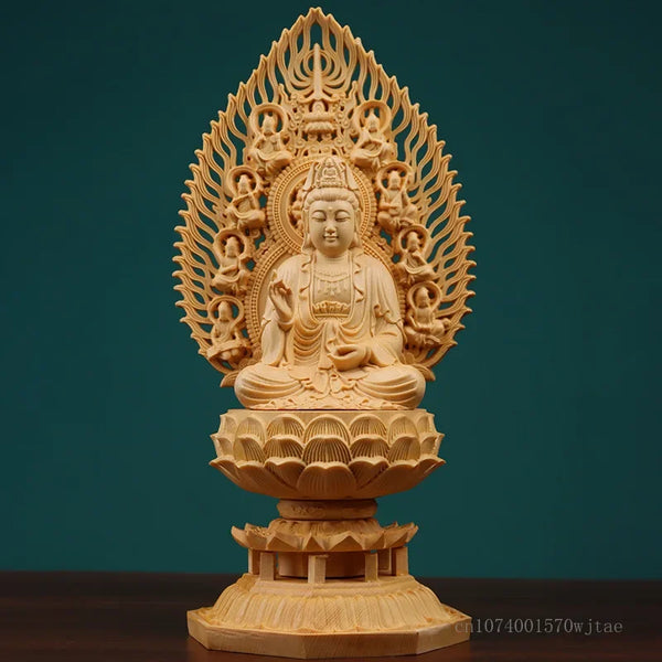 Wood Sitting Lotus Buddha Statue-ToShay.org