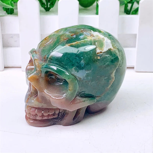 Green Pink Ocean Jasper Skull-ToShay.org