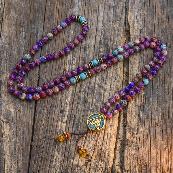 Purple Imperial Jasper Mala Beads-ToShay.org