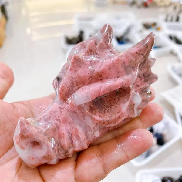 Pink Agate Dragon Head-ToShay.org