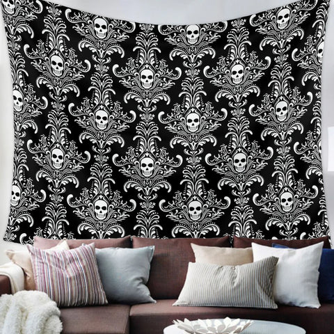 Black Skull Lace Tapestry-ToShay.org