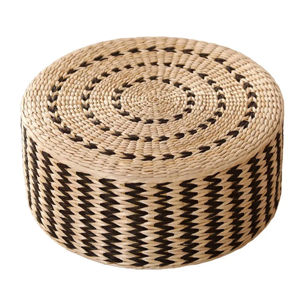 Woven Straw Pouf-ToShay.org