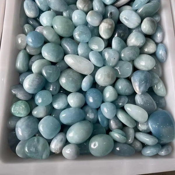 Blue Aquamarine Tumbled Stones-ToShay.org