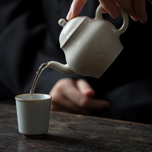 White Glazed Porcelain Teapot-ToShay.org