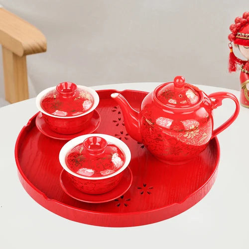 Red Ceramic Tea Set-ToShay.org