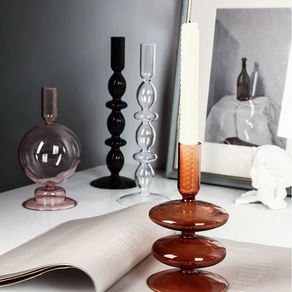 Glass Coloured Candlesticks-ToShay.org