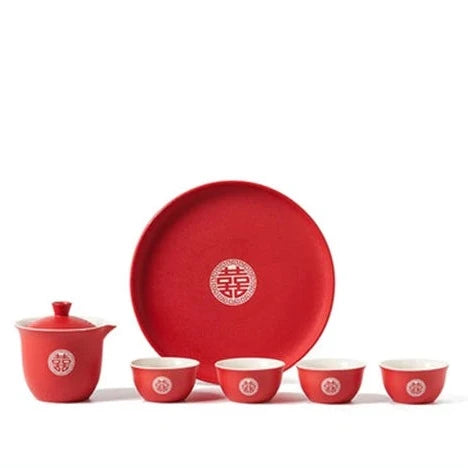 Red Ceramic Tea Set-ToShay.org